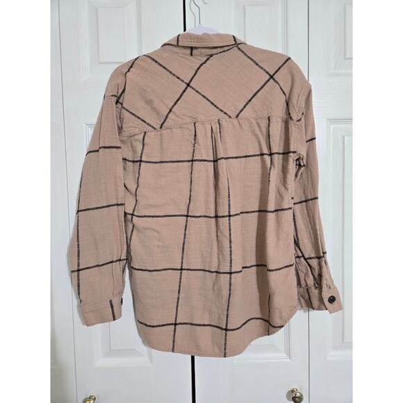Maurices small women's cabin windowpane boyfriend button up long sleeve shirt - Picture 3 of 8